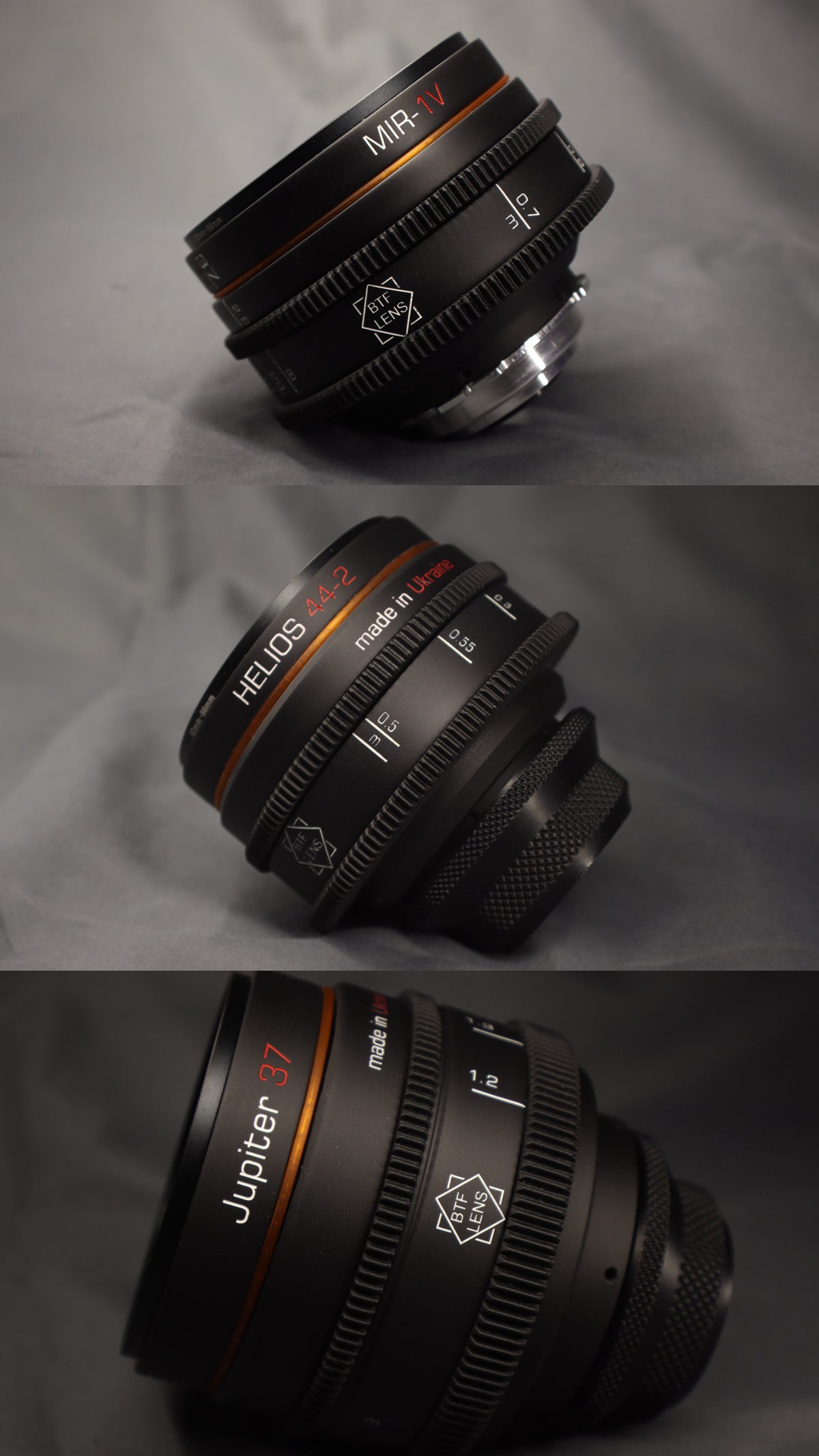 ARRI PL Rehoused Cine Soviet Set 37 58 135 Mir-1v Helios 44-2 Jupiter 37a PL Mount