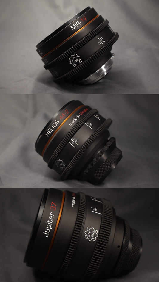 ARRI PL Rehoused Cine Soviet Set 37 58 135 Mir-1v Helios 44-2 Jupiter 37a PL Mount