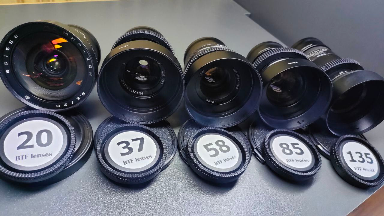 Sony E Helios Helios 44 ANAMORPHIC PURPLE SET 20 37 58 85 135  SOVIET LENSES