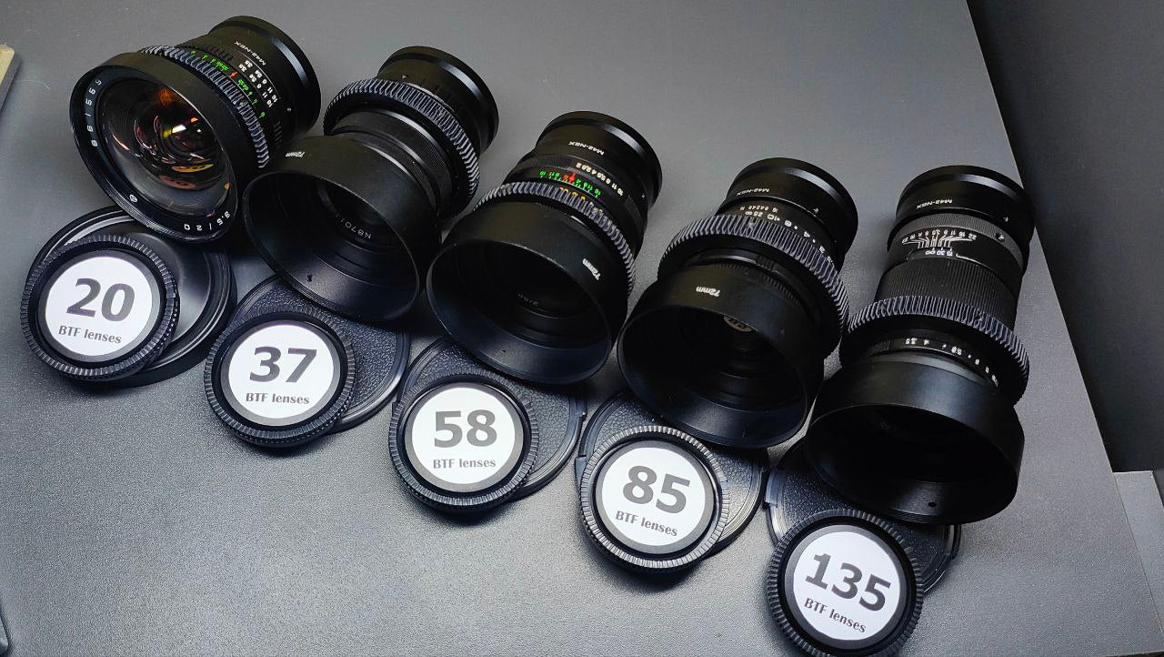 Sony E Helios Helios 44 ANAMORPHIC PURPLE SET 20 37 58 85 135  SOVIET LENSES