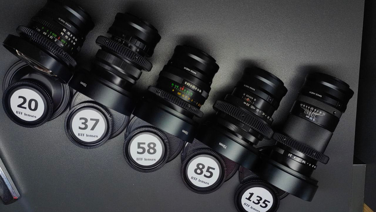 Sony E Helios Helios 44 ANAMORPHIC PURPLE SET 20 37 58 85 135  SOVIET LENSES