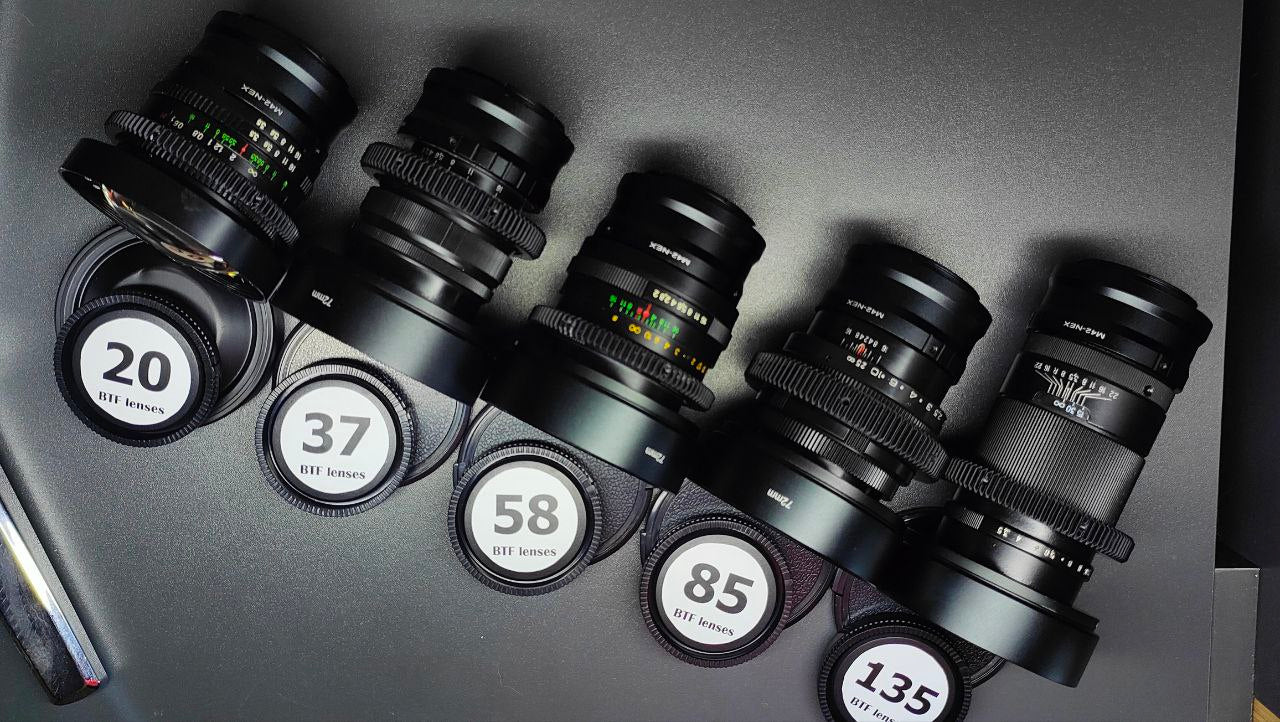 Sony E Helios Helios 44 ANAMORPHIC PURPLE SET 20 37 58 85 135  SOVIET LENSES