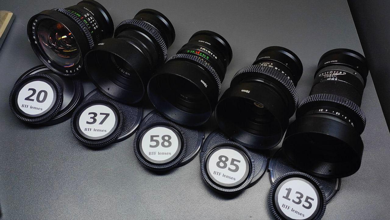 Sony E Helios Helios 44 ANAMORPHIC PURPLE SET 20 37 58 85 135  SOVIET LENSES
